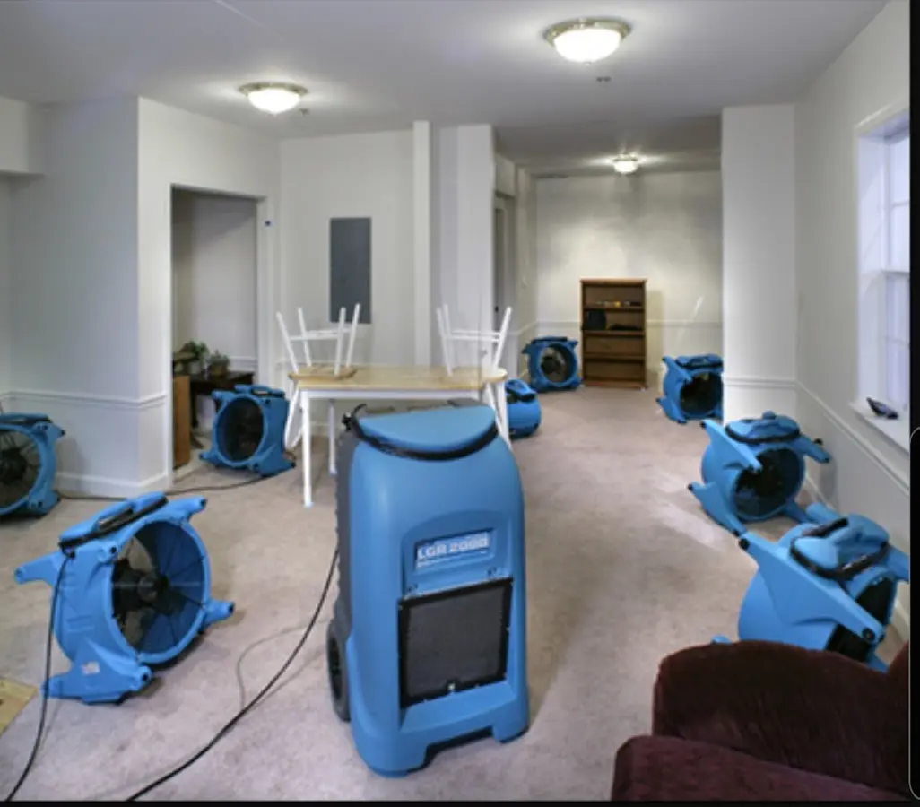 Air movers and dehumidifier setup for Water Damage Restoration in East Stroudsburg